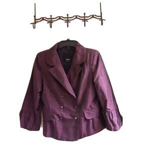 Basel lacket, Women's Sz Medium(32) plum Color, Double Breasted, Silk Look, EUC
